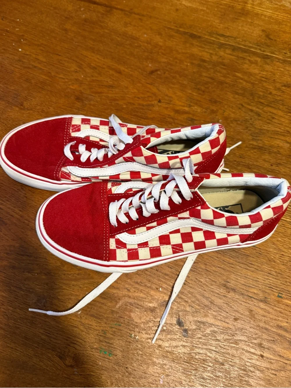 Vans Red and White Checkerboard Low-Top Sneakers - Picture 4 of 5